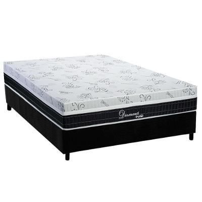 Cama Box Casal: Colchão Molas Ensacadas Polar Diamond + Base Crc Suede Black (138x188)