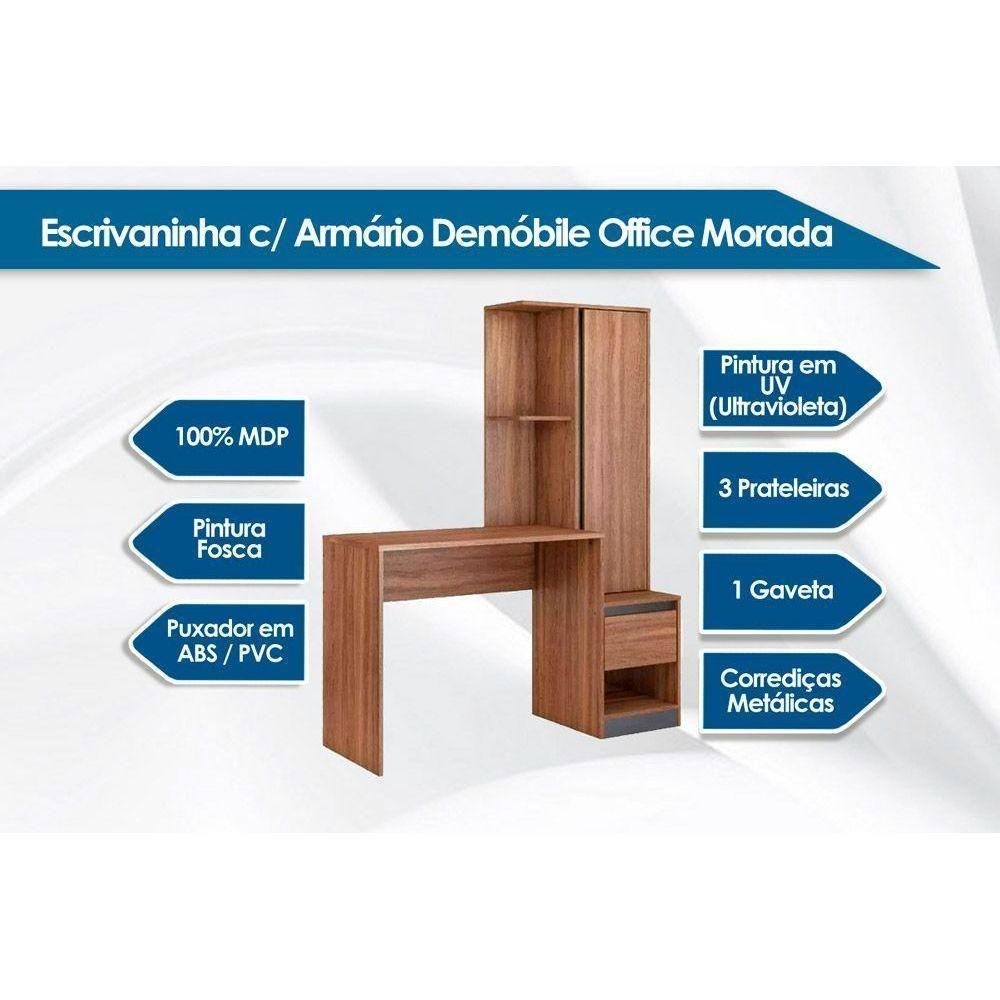 Mesa Escrivaninha Juvenil C- Armário Office Morada C- 1 Porta E 1 Gaveta Amendola-grafito - Demóbile - 2
