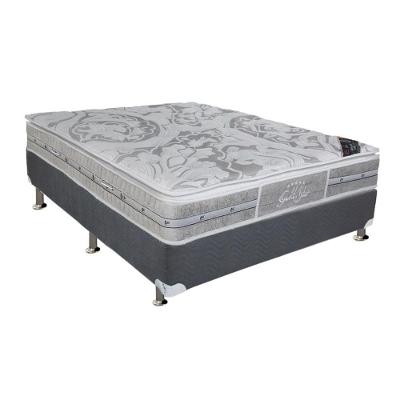 Cama Box Casal: Colchão Molas Pocket Ensacadas Castor Super Luxo Látex Slx + Base Crc Suede Gray (138x188)