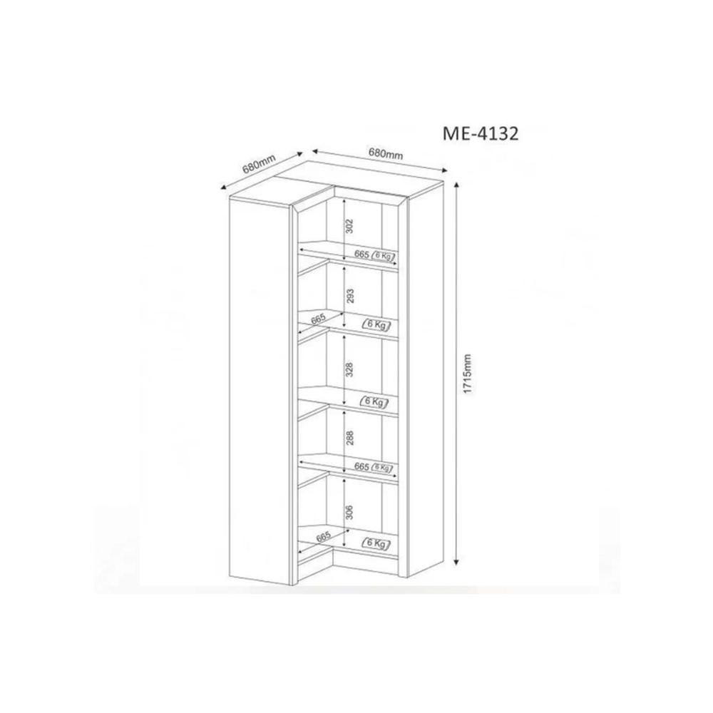 Estante Livreiro Solteiro Me4132 De Canto C- 4 Prateleiras Amêndoa - Tecno Mobili - 2