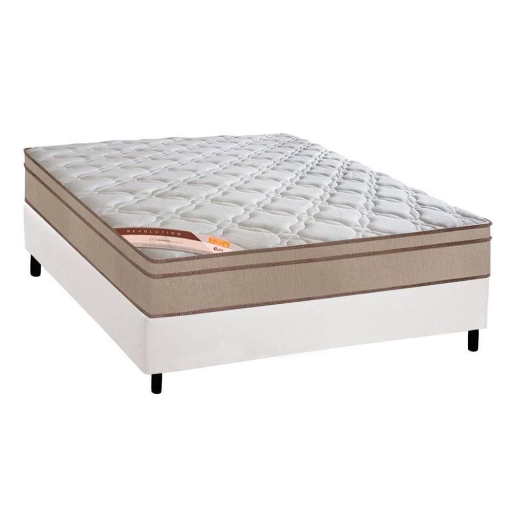 Cama Box Casal: Colchão Molas Pocket Ensacadas Castor Revolution Híbrido + Base Crc Courano White (138x188) - 1
