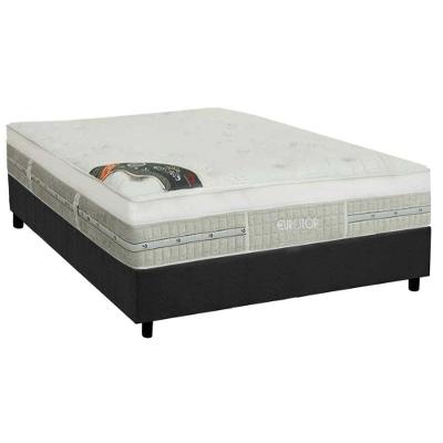 Cama Box Casal: Colchão Molas Pocket Ensacadas Castor Eurotop Summer Winter + Base Crc Suede Gray (138x188)
