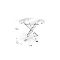 Conjunto: Mesa Sala Jantar Volga C- Tampo De Vidro 95cm E 4 Cadeiras Noruega Cromada - Courano Capuccino - Kappesberg - 3