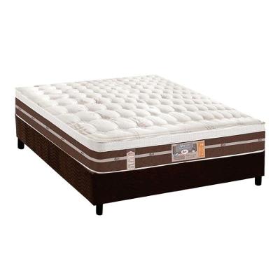 Cama Box Casal: Colchão Molas Pocket Ensacadas Castor Silver Star Air Híbrido + Base Crc Suede Brown (138x188)