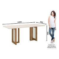 Mesa P- Cozinha Yara Sc77 C- Tampo Madeirado C- Vidro Curvo 200x90cm Nature - Henn - 3