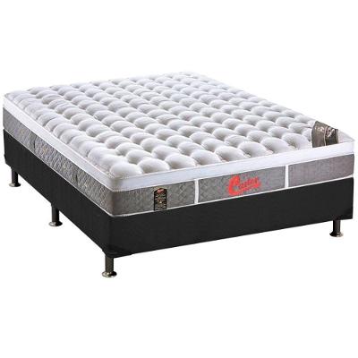 Cama Box Casal: Colchão Molas Pocket Ensacadas Castor Light Stress Oxygen New Plush + Base Crc Suede Gray (138x188)