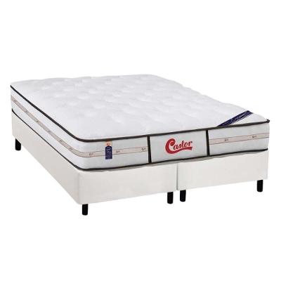 Cama Box King: Colchão Molas Pocket Ensacadas Castor Gold Star Vitagel Class + Base Crc Courano White (193x203)