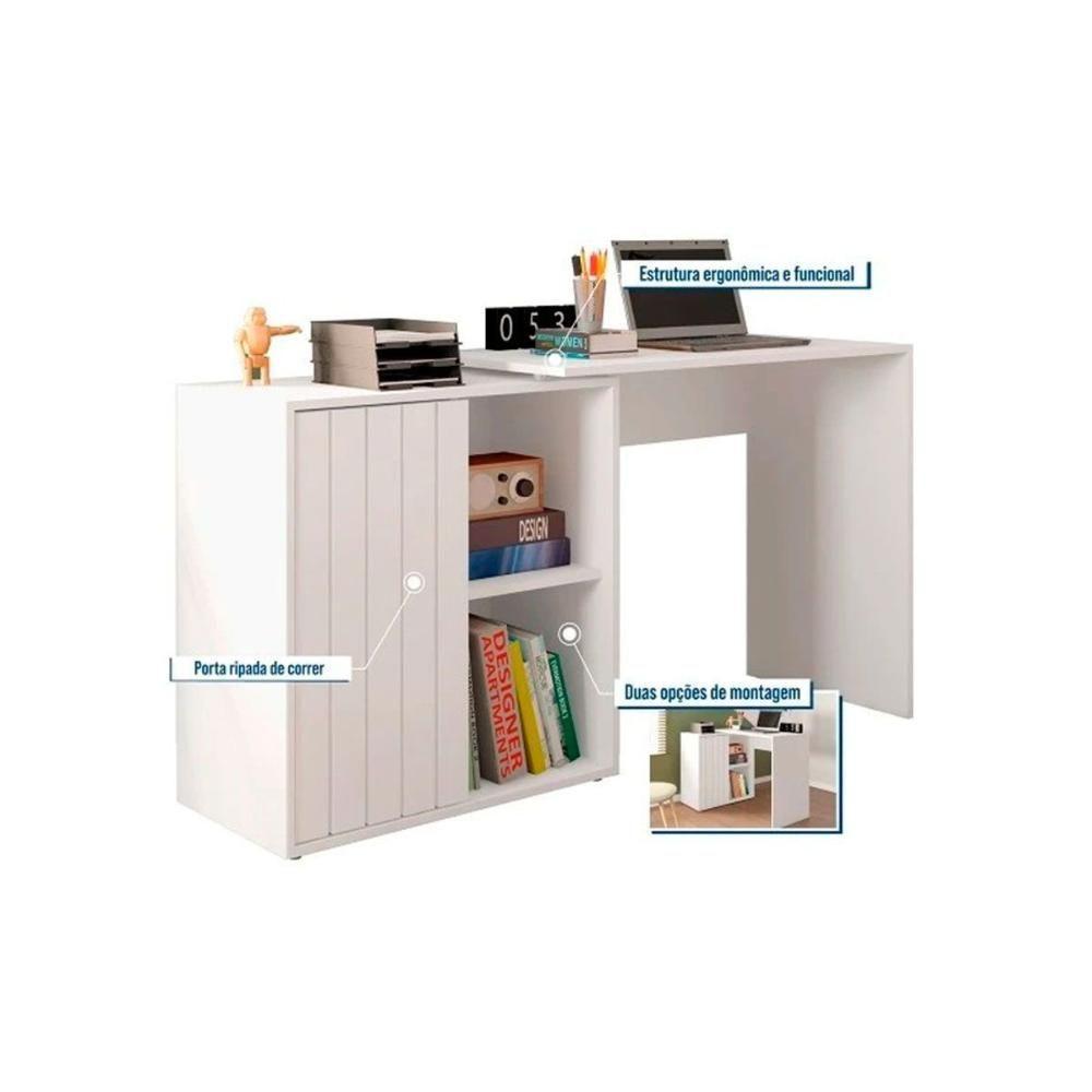 Mesa Escrivaninha Casal Tech C- 1 Porta De Correr Freijo-off White - Caemmun - 3