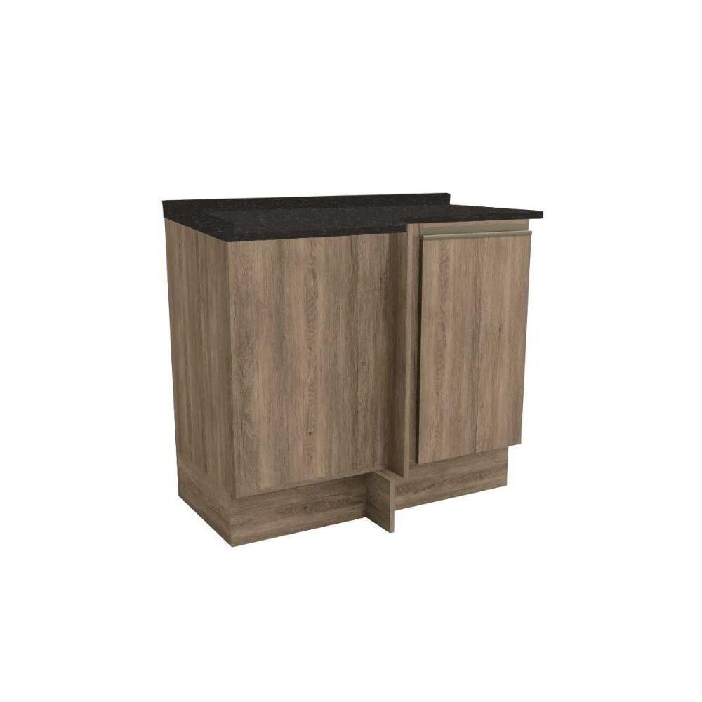 Balcão Cozinha P- Cooktop C- Tampo Maxxi G748 Canto Reto C- 1 Porta 80cm Nogal-preto Brilho - Kappesberg - 1