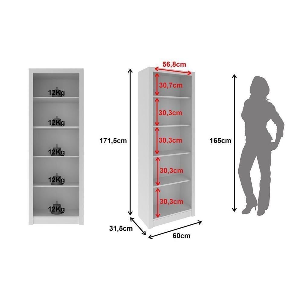 Estante Livreiro Solteiro Me4104 C- 4 Prateleiras Amêndoa - Tecno Mobili - 6