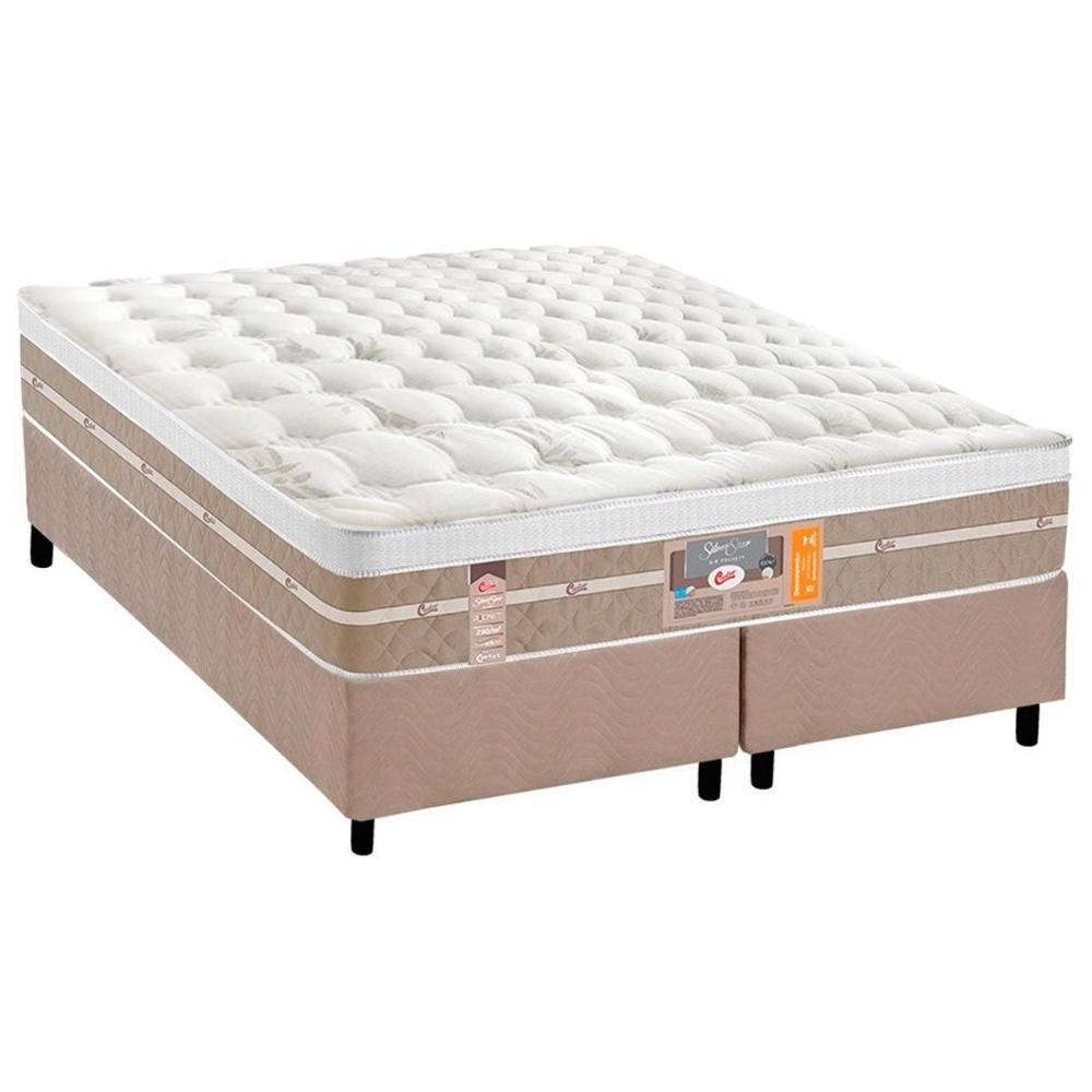 Cama Box King: Colchão Molas Pocket Ensacadas Castor Silver Star Air + Base Crc Suede Clean (193x203) - 1