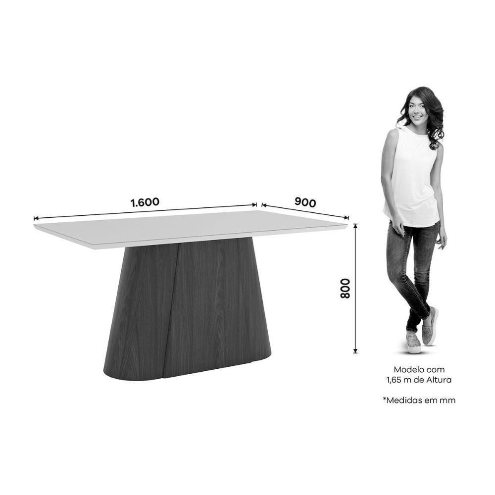 Mesa P- Cozinha Olivia Sc118 C- Tampo Madeirado C- Vidro Reto 160x90cm Nature-off White - Henn - 2