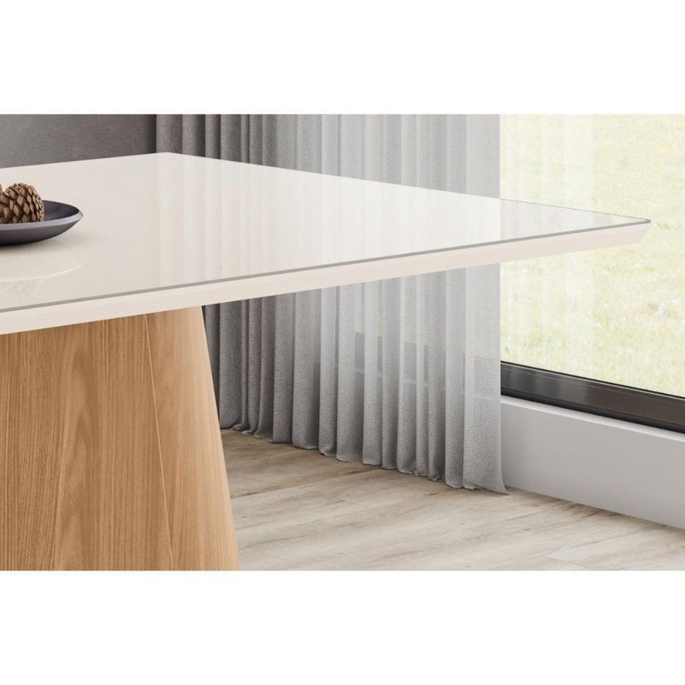 Mesa P- Cozinha Olivia Sc118 C- Tampo Madeirado C- Vidro Reto 160x90cm Nature-off White - Henn - 4