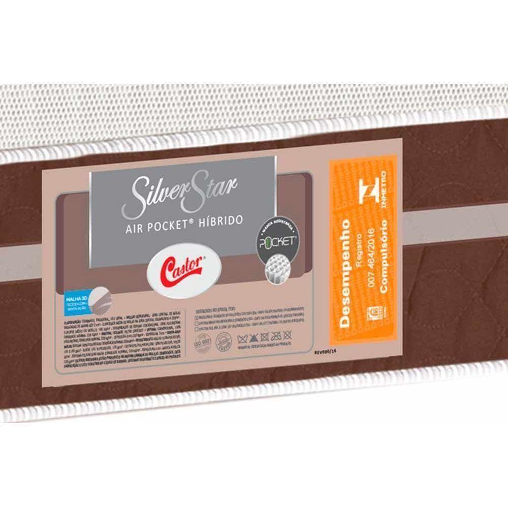 Cama Box Queen: Colchão Molas Pocket Ensacadas Castor Silver Star Air Híbrido + Base Crc Suede Brown (158x198) - 5