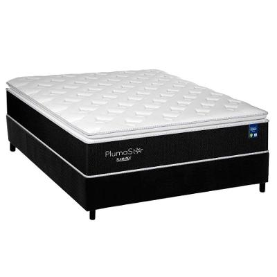 Cama Box Casal: Colchão Molas Pocket Ensacadas Plumatex Plumastar + Base Crc Suede Black (138x188)