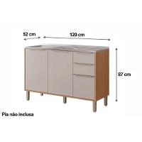 Balcão De Cozinha Modulado Esplêndida C- 3 Portas E 2 Gavetas S-tampo 120cm Cinamomo-titanium - Mgm - 3