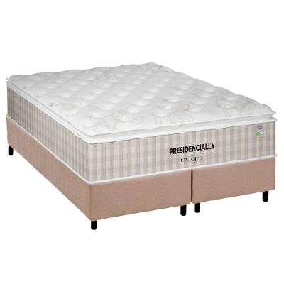 Cama Box Queen: Colchão Molas Pocket Ensacadas Plumatex Presidencially Selado + Base Crc Suede Clean (158x198)