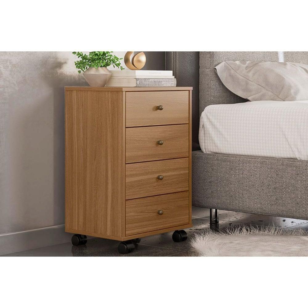 Mesa Cabeceira Casal Presence C- 4 Gavetas Amêndola Touch - Demóbile - 1