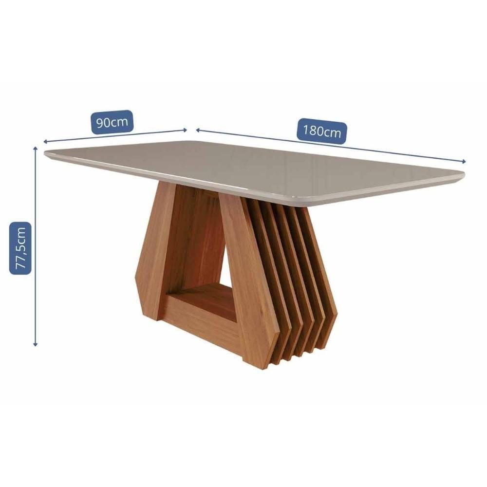 Mesa P- Cozinha ágata C- Tampo Madeirado Vidro 180x90cm Cinamomo-off White - Cimol - 3