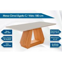 Mesa P- Cozinha ágata C- Tampo Madeirado Vidro 180x90cm Cinamomo-off White - Cimol - 2