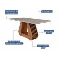 Mesa P- Cozinha ágata C- Tampo Madeirado Vidro 180x90cm Cinamomo-off White - Cimol