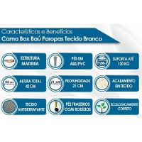 Cama Box Baú Solteiro Universal Tecido White (79x198x36) - Paropas - 2