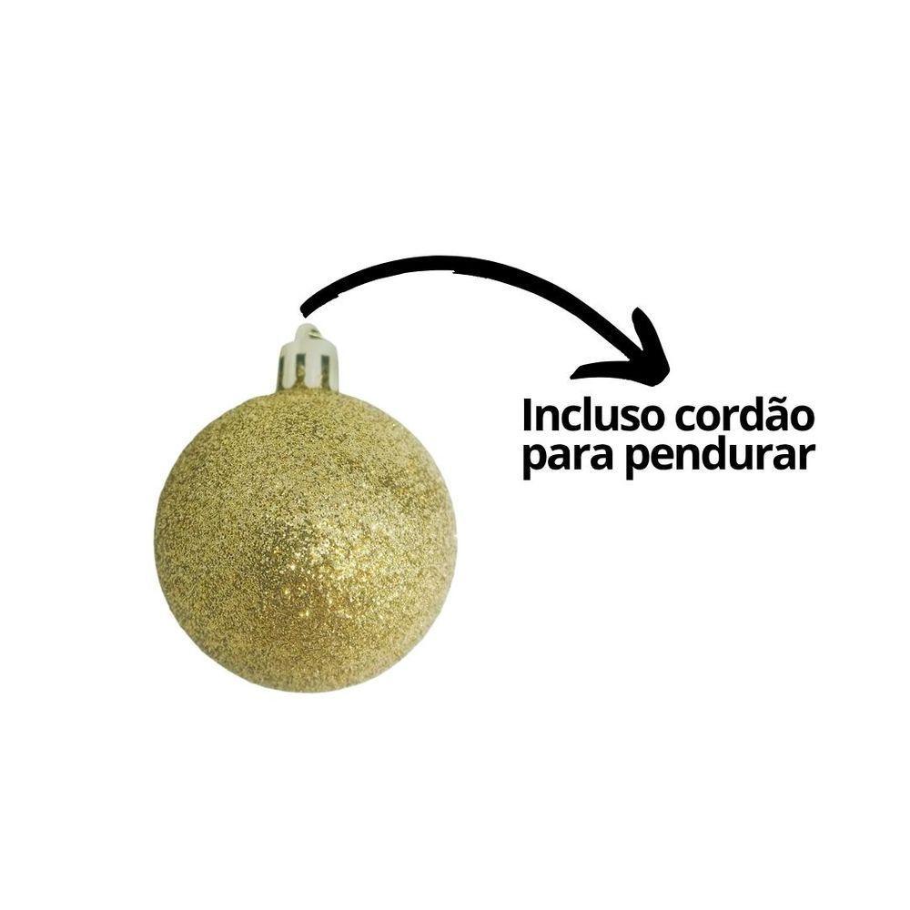 Conjunto 6 Bolas De Natal Dourado Prime Texturas Mistas 5cm Glitter, Brilho E Fosca - 4