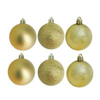 Conjunto 6 Bolas De Natal Dourado Prime Texturas Mistas 5cm Glitter, Brilho E Fosca - 1