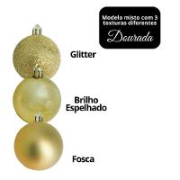 Conjunto 6 Bolas De Natal Dourado Prime Texturas Mistas 5cm Glitter, Brilho E Fosca - 3