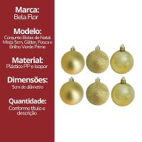 Conjunto 6 Bolas De Natal Dourado Prime Texturas Mistas 5cm Glitter, Brilho E Fosca - 6