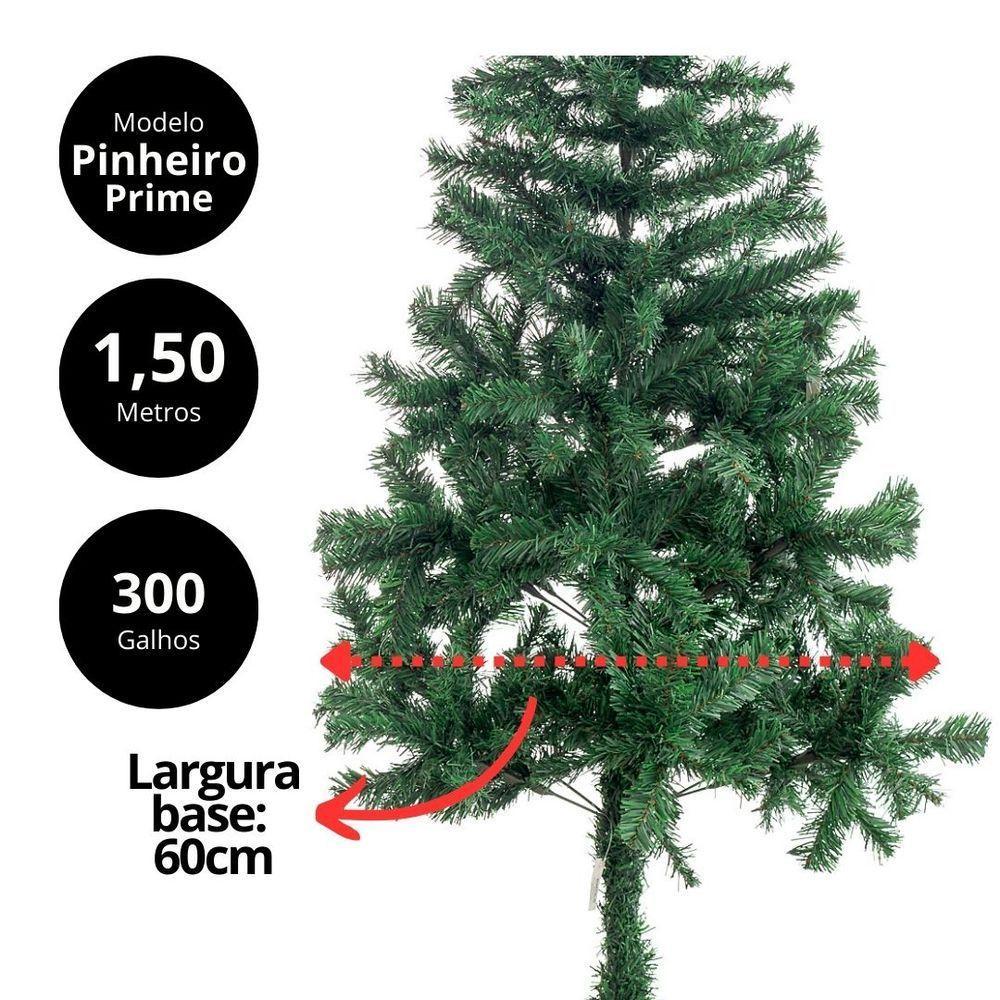 Árvore De Natal Pinheiro Verde Prime Tradicional 300 Galhos 1,50m Pés De Ferro - Bela Flor - 6