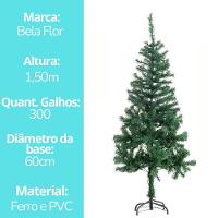 Árvore De Natal Pinheiro Verde Prime Tradicional 300 Galhos 1,50m Pés De Ferro - Bela Flor - 7
