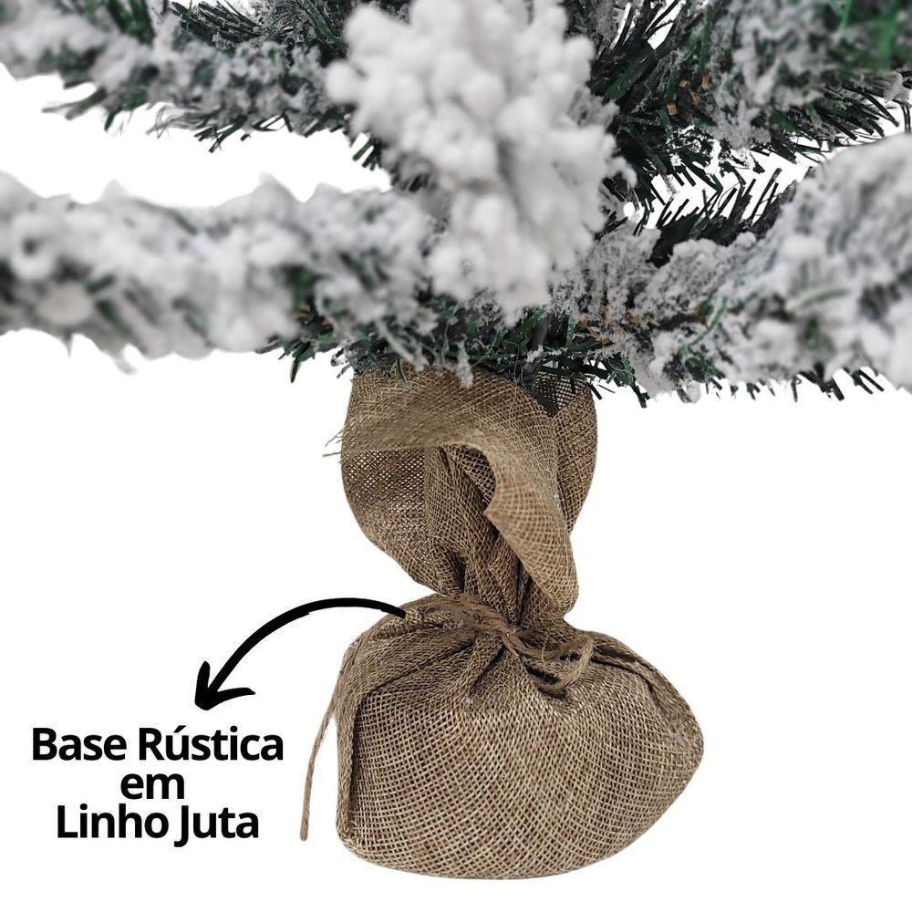 Jogo 2 Pinheiros Enfeite De Mesa Nevado Rústico Luxo Base Linho Juta 60cm - Bela Flor - 3
