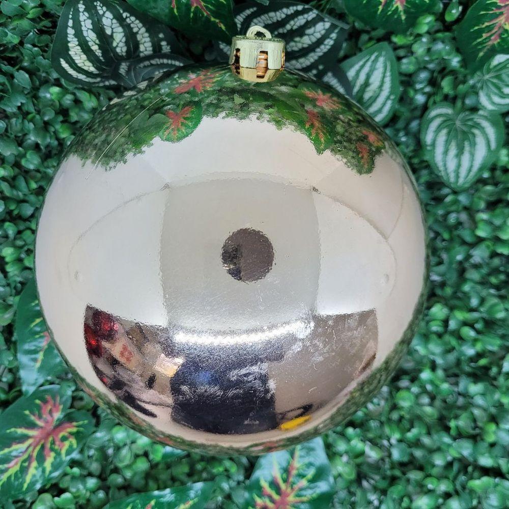 Jogo 2 Bolas De Natal Gigante Rosê Lisa 20cm - Bela Flor - 5