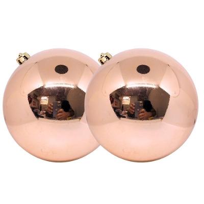 Jogo 2 Bolas De Natal Gigante Rosê Lisa 20cm - Bela Flor