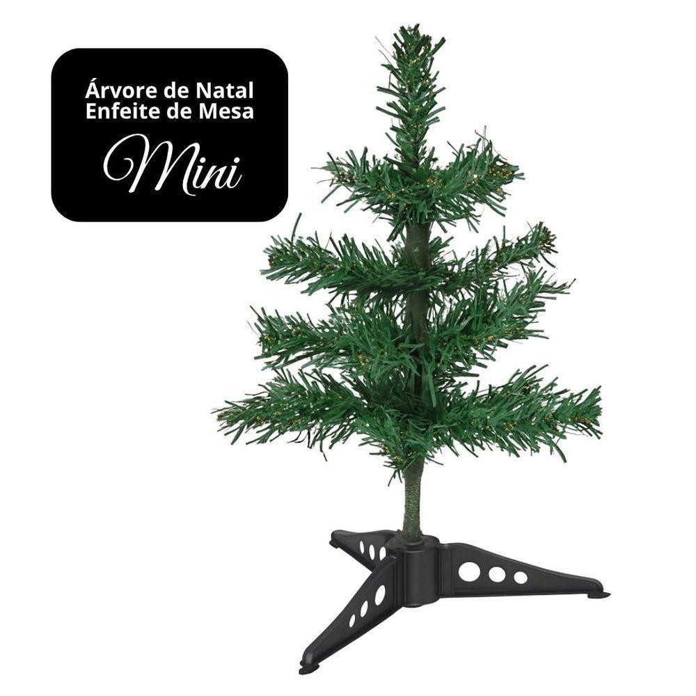 Mini árvore De Natal Iluminada Verde 30cm Com Led Bolinhas Branco Quente à Pilha - 7