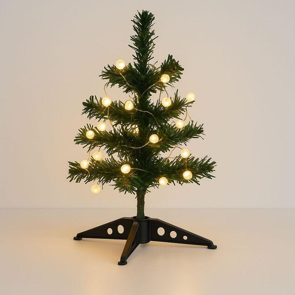 Árvore De Natal Iluminada 30cm 20 Bolinhas Led Branco Quente Enfeite De Mesa Prime - 1