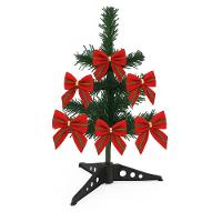 Mini árvore De Natal Decorada 30cm Com 6 Laços Vermelho E Verde Galão - 1