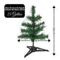 Mini árvore De Natal Decorada 30cm Com 6 Laços Vermelho E Verde Galão