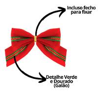 Mini árvore De Natal Decorada 30cm Com 6 Laços Vermelho E Verde Galão - 10