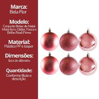 Conjunto 6 Bolas De Natal Rosê Prime Texturas Mistas 6cm Glitter, Brilho E Fosca - 2