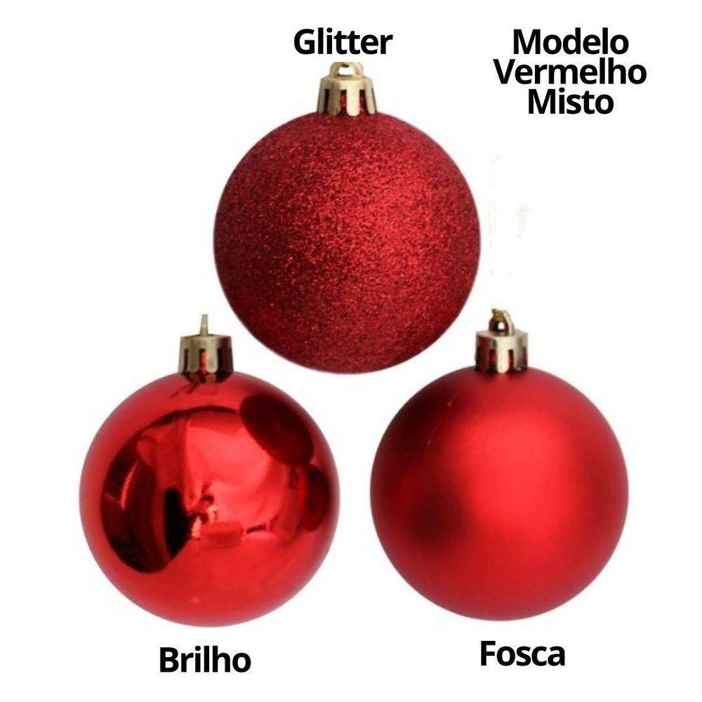 Conjunto 18 Bolas De Natal Vermelho Prime Tradicional Misto Glitter, Brilho E Fosca 6cm - 5