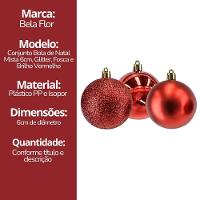Conjunto 18 Bolas De Natal Vermelho Prime Tradicional Misto Glitter, Brilho E Fosca 6cm - 8