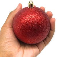 Conjunto 6 Bolas De Natal Vermelho Tradicional Misto Glitter, Brilho E Fosca 8cm Prime - 2