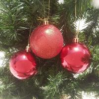 Conjunto 6 Bolas De Natal Vermelho Tradicional Misto Glitter, Brilho E Fosca 8cm Prime - 5