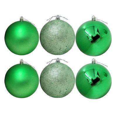 Conjunto 6 Bolas De Natal Verde Prime Texturas Mistas 10cm Glitter, Brilho E Fosca