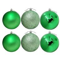 Conjunto 6 Bolas De Natal Verde Prime Texturas Mistas 10cm Glitter, Brilho E Fosca - 1