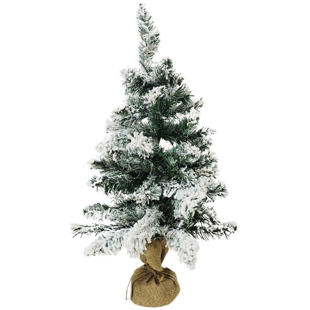 Pinheiro Nevado Rústico Luxo Base Linho Juta 60cm - Bela Flor - 1