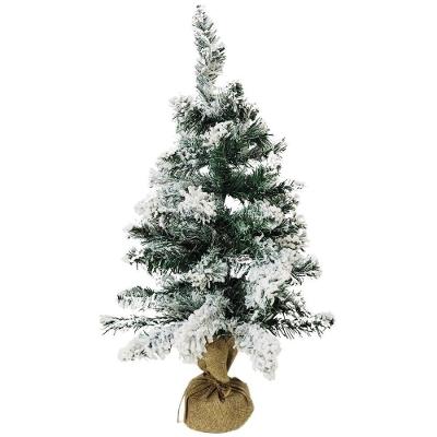 Pinheiro Nevado Rústico Luxo Base Linho Juta 60cm - Bela Flor