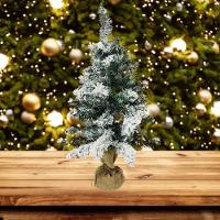 Pinheiro Nevado Rústico Luxo Base Linho Juta 60cm - Bela Flor - 5